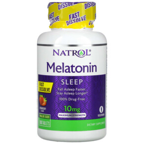Thuốc bổ Natrol Melatonin Fast Dissolve Maximum Strength Strawberry 10 mg 100 Tablets 047469071509