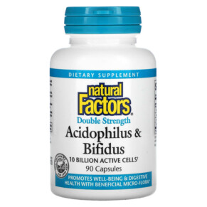 Thuốc bổ Natural Factors Acidophilus & Bifidus Double Strength 10 Billion 90 Capsules 068958018058