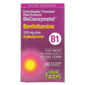 Thuốc bổ Natural Factors BioCoenzymated B1 Benfotiamine Plus Sulbutiamine 150 mg 30 Vegetarian Capsules 068958012483