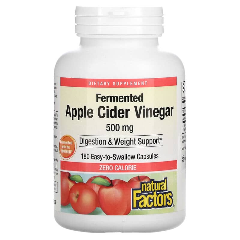 Natural Factors Fermented Apple Cider Vinegar 500 mg 180 Easy to Swallow Capsules 6 Thực phẩm chức năng Natural Factors Fermented Apple Cider Vinegar 500 mg 180 Easy to Swallow Capsules 068958020563