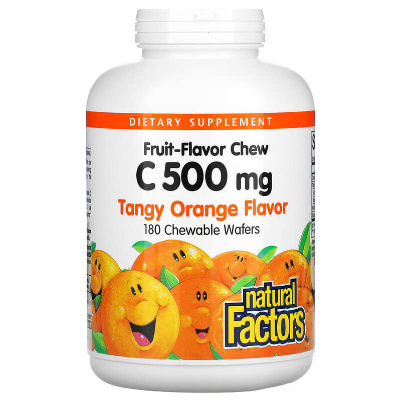 Natural Factors Fruit-Flavor Chew Vitamin C Tangy Orange 500 mg 180 Chewable Wafers 6 Thực phẩm chức năng Natural Factors Fruit-Flavor Chew Vitamin C Tangy Orange 500 mg 180 Chewable Wafers 068958013312