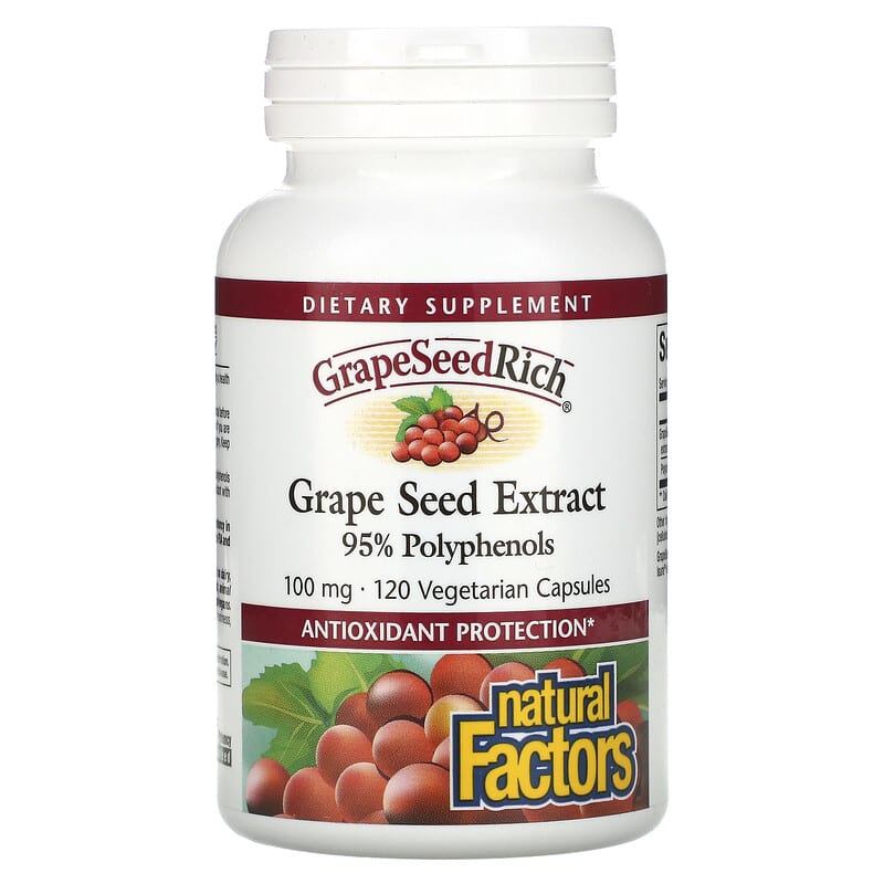 Natural Factors GrapeSeedRich Grape Seed Extract 100 mg 120 Vegetarian Capsules 6 Thực phẩm chức năng Natural Factors GrapeSeedRich Grape Seed Extract 100 mg 120 Vegetarian Capsules 068958045405