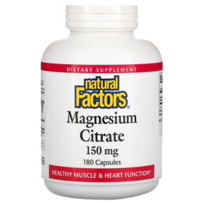 Thuốc bổ Natural Factors Magnesium Citrate 150 mg 180 Capsules 068958016535