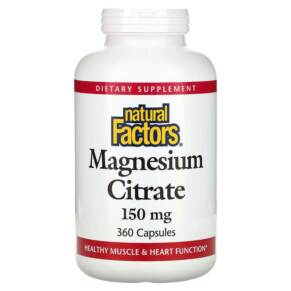 Thuốc bổ Natural Factors Magnesium Citrate 150 mg 360 Capsules 068958016559