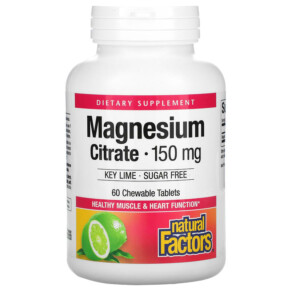Thuốc bổ Natural Factors Magnesium Citrate Key Lime 150 mg 60 Chewable Tablets 068958016504