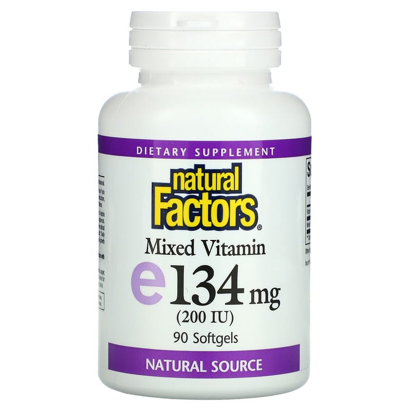 Natural Factors Mixed Vitamin E 134 mg (200 IU) 90 Softgels 6 Thực phẩm chức năng Natural Factors Mixed Vitamin E 134 mg (200 IU) 90 Softgels 068958014005
