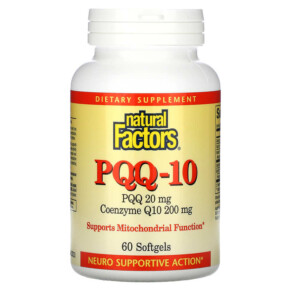 Thuốc bổ Natural Factors PQQ-10 PQQ 20 mg CoQ10 200 mg 60 Softgels 068958026190