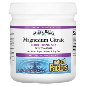 Thuốc bổ Natural Factors Stress-Relax Magnesium Citrate Berry Drink Mix 8.8 oz (250 g) 068958035406