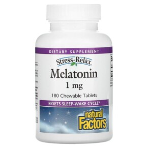 Thuốc bổ Natural Factors Stress-Relax Melatonin 1 mg 180 Chewable Tablets 068958027142