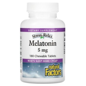 Thuốc bổ Natural Factors Stress-Relax Melatonin 5 mg 180 Chewable Tablets 068958027180