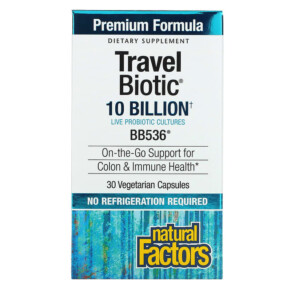 Thuốc bổ Natural Factors Travel Biotic BB536 10 Billion 30 Vegetarian Capsules 068958018133