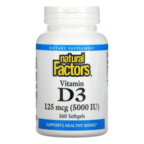 Thuốc bổ Natural Factors Vitamin D3 125 mcg (5.000 IU) 360 Softgels 068958010625