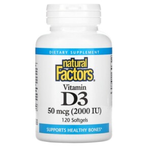 Thuốc bổ Natural Factors Vitamin D3 50 mcg (2.000 IU) 120 Softgels 068958010533
