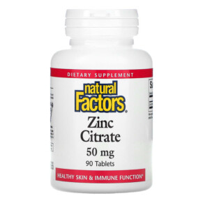 Thuốc bổ Natural Factors Zinc Citrate 50 mg 90 Tablets 068958016801