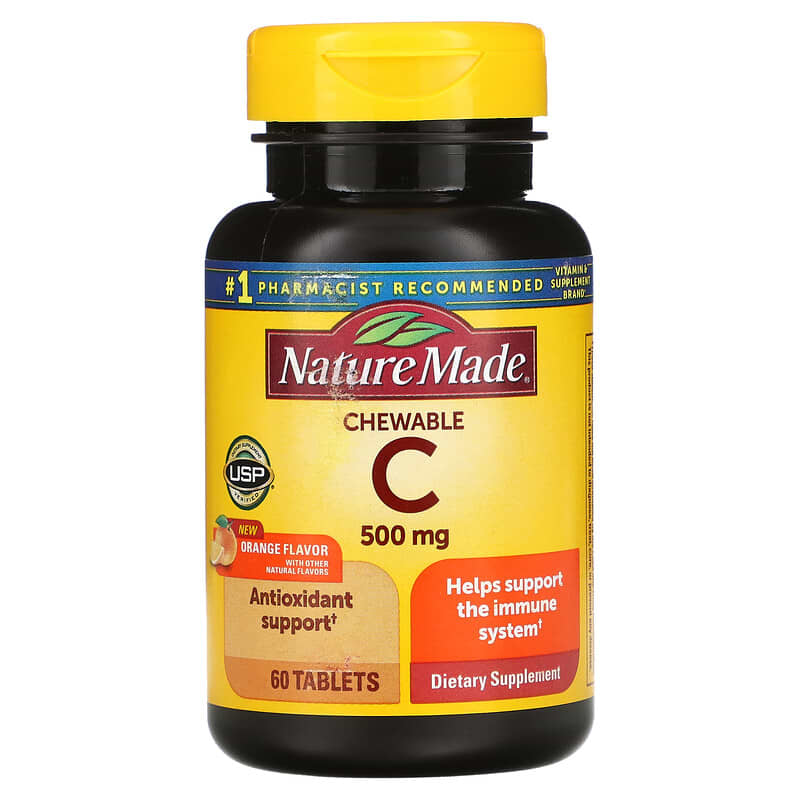 Nature Made Vitamin C Chewable Orange 500 mg 60 Tablets 6 Thực phẩm chức năng Nature Made Vitamin C Chewable Orange 500 mg 60 Tablets 031604014964