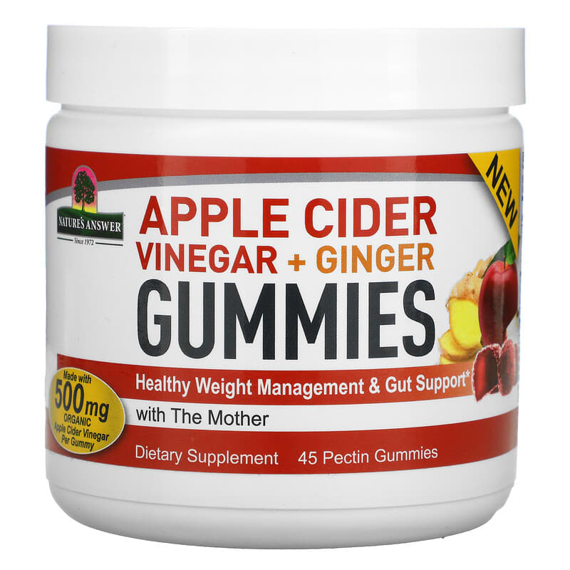 Nature's Answer Apple Cider Vinegar + Ginger Gummies with The Mother 500 mg 45 Pectin Gummies 6 Thực phẩm chức năng Nature's Answer Apple Cider Vinegar + Ginger Gummies with The Mother 500 mg 45 Pectin Gummies 083000262883