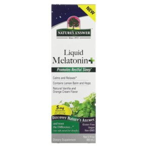 Thuốc bổ Nature's Answer Liquid Melatonin+ Natural Vanilla and Orange Cream 5 mg 2 fl oz (60 ml) 083000261367