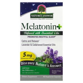 Thuốc bổ Nature's Answer Melatonin+ 5 mg 60 Vegetarian Capsules 083000165658