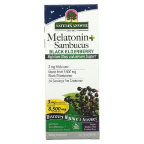 Thuốc bổ Nature's Answer Melatonin Sambucus Nighttime Sleep and Immune Support 4 fl oz (120 ml) 083000260384