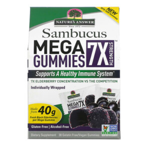 Thuốc bổ Nature's Answer Sambucus Mega Gummies 7X Strength Black Elderberry 30 Gelatin Free/Vegan Gummies 083000262340
