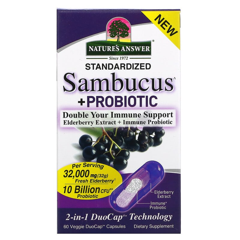 Nature's Answer Sambucus + Probiotic 60 Vegan DuoCap Capsules 6 Thực phẩm chức năng Nature's Answer Sambucus + Probiotic 60 Vegan DuoCap Capsules 083000262654