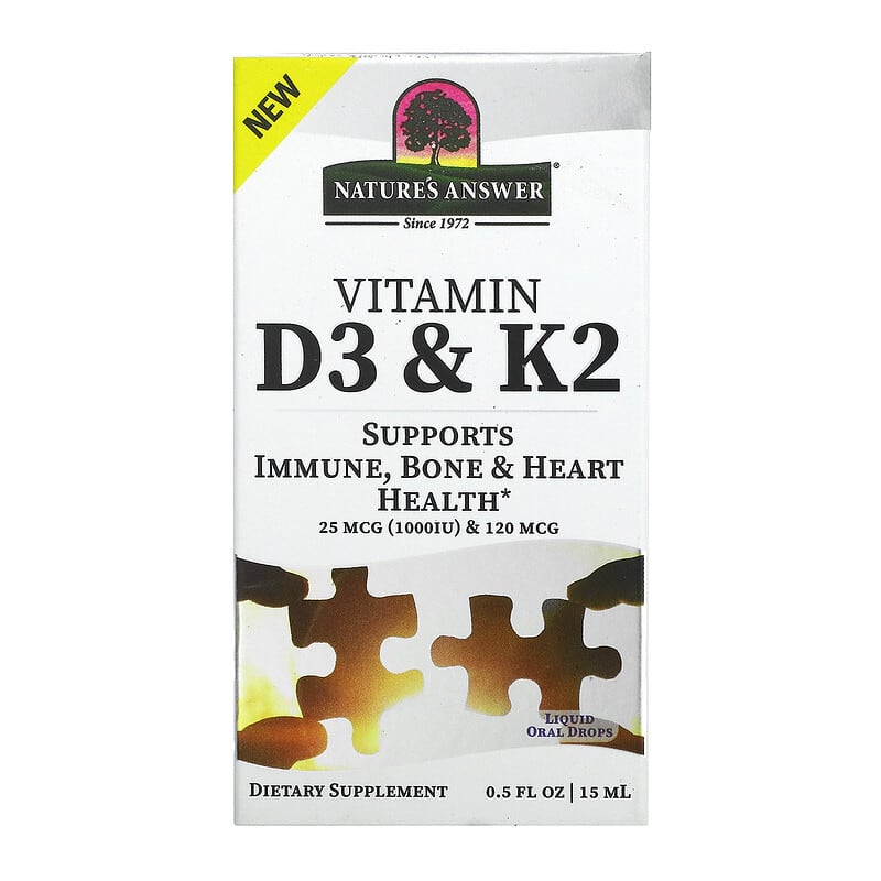 Nature's Answer Vitamin D3 & K2 0.5 fl oz (15 ml) 6 Thực phẩm chức năng Nature's Answer Vitamin D3 & K2 0.5 fl oz (15 ml) 083000261398