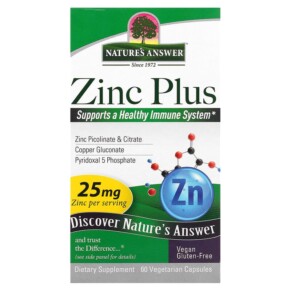 Thuốc bổ Nature's Answer Zinc Plus 25 mg 60 Vegetarian Capsules 083000165702