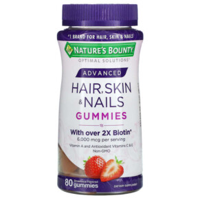 Thuốc bổ Nature's Bounty Advanced Hair Skin & Nails Gummies Strawberry 80 Gummies 074312007101