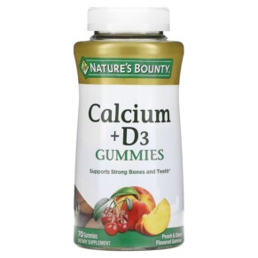 Thuốc bổ Nature's Bounty Calcium + D3 Gummies Peach & Cherry 70 Gummies 074312679414