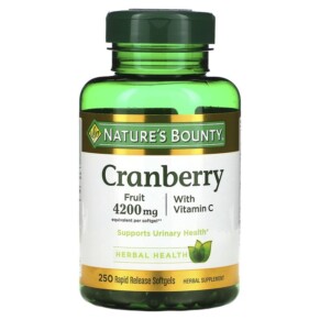 Thuốc bổ Nature's Bounty Cranberry with Vitamin C 250 Rapid Release Softgels 074312043635
