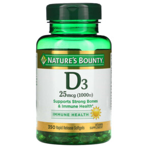 Thuốc bổ Nature's Bounty D3 25 mcg (1.000 IU) 350 Rapid Release Softgels 074312304132