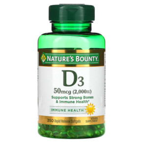 Thuốc bổ Nature's Bounty D3 50 mcg (2.000 IU) 350 Rapid Release Softgels 074312528071
