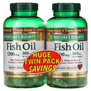 Thuốc bổ Nature's Bounty Fish Oil Twin Pack 1.200 mg 180 Rapid Release Softgels Each 074312306976