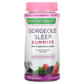 Thuốc bổ Nature's Bounty Optimal Solutions Gorgeous Sleep Gummies Berry 60 Gummies 074312004896