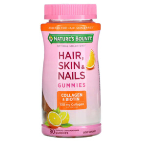 Thuốc bổ Nature's Bounty Optimal Solutions Hair Skin & Nails Collagen & Biotin Tropical Citrus 80 Gummies 074312785641