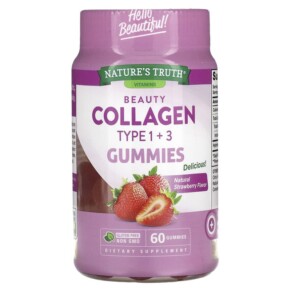 Thuốc bổ Nature's Truth Beauty Collagen Gummies Types 1 + 3 Natural Strawberry 60 Gummies 840093113757