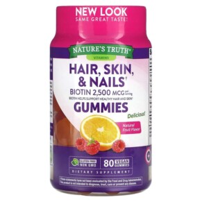 Thuốc bổ Nature's Truth Hair Skin & Nails Natural Fruit 1.250 mcg 80 Vegan Gummies 840093102232