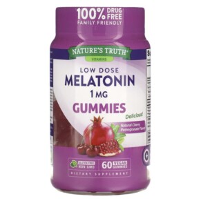 Thuốc bổ Nature's Truth Low Dose Melatonin Natural Cherry Pomegranate 1 mg 60 Vegan Gummies 840093116567