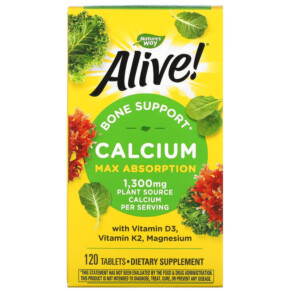 Thuốc bổ Nature's Way Alive! Calcium Bone Support 325 mg 120 Tablets 033674158395