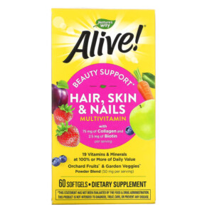 Thuốc bổ Nature's Way Alive! Hair Skin & Nails Multi-Vitamin Strawberry 60 Softgels 033674110942