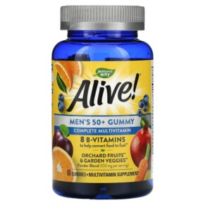 Thuốc bổ Nature's Way Alive! Men's 50+ Gummy Complete Multivitamin Fruit Flavors 60 Gummies 033674159026