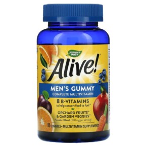 Thuốc bổ Nature's Way Alive! Men's Gummy Complete Multivitamin Fruit 60 Gummies 033674159002