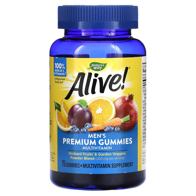 Nature's Way Alive! Men's Premium Gummies Multivitamin Orange Grape & Cherry 75 Gummies 6 Thực phẩm chức năng Nature's Way Alive! Men's Premium Gummies Multivitamin Orange Grape & Cherry 75 Gummies 033674158951