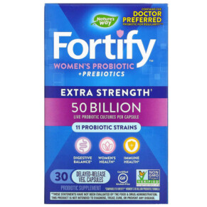 Thuốc bổ Nature's Way Fortify Women's Probiotic + Prebiotics Extra Strength 50 Billion 30 Delayed-Release Veg. Capsules 033674115817