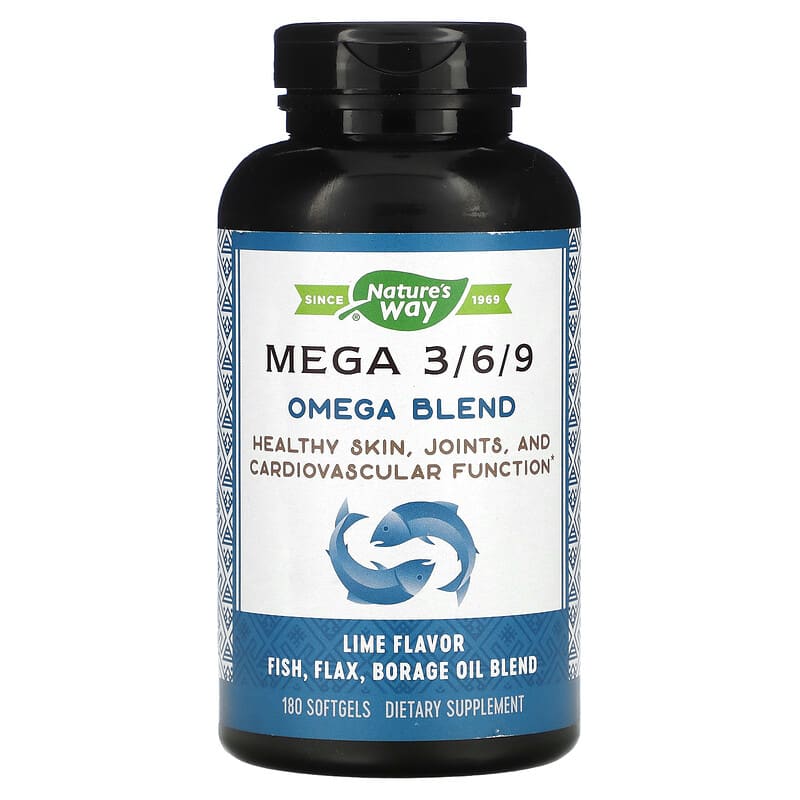 Nature's Way Mega 3/6/9 Omega Blend Lime 180 Softgels 6 Thực phẩm chức năng Nature's Way Mega 3/6/9 Omega Blend Lime 180 Softgels 033674154410