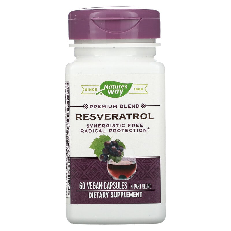 Nature's Way Premium Blend Resveratrol 60 Vegan Capsules 6 Thực phẩm chức năng Nature's Way Premium Blend Resveratrol 60 Vegan Capsules 033674156117