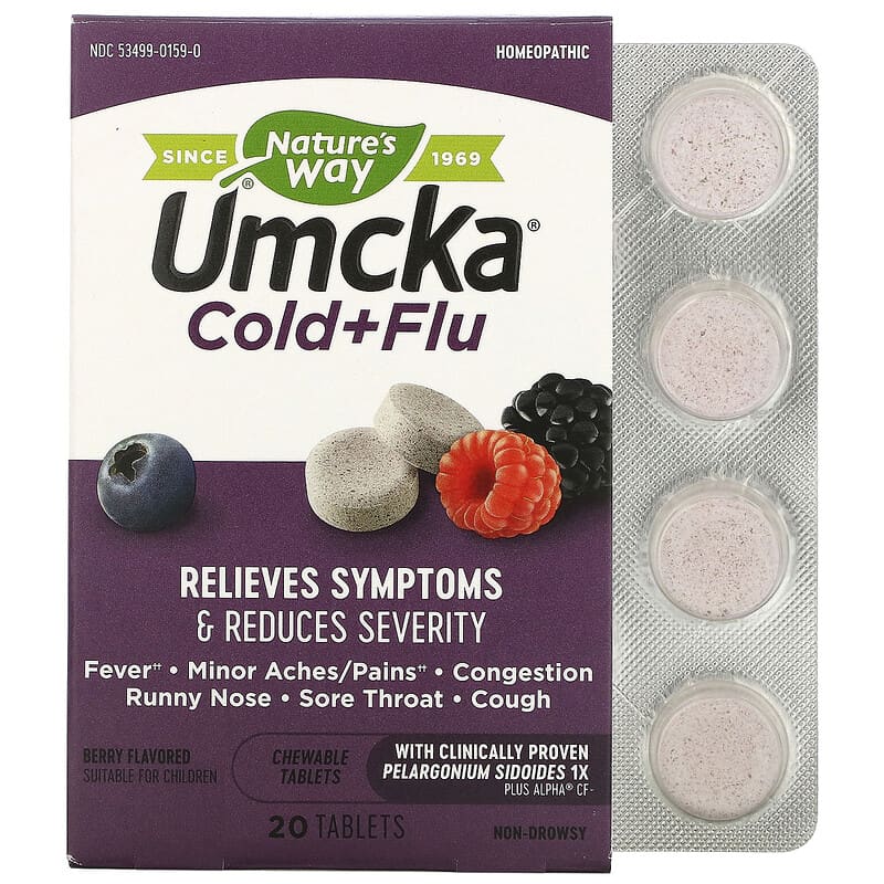 Nature's Way Umcka Cold + Flu Berry 20 Chewable Tablets 6 Thực phẩm chức năng Nature's Way Umcka Cold + Flu Berry 20 Chewable Tablets 033674151594