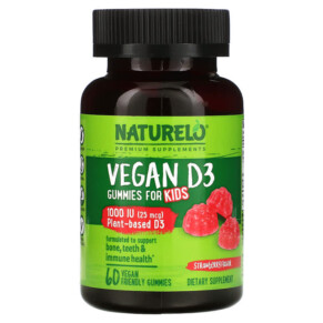 Thuốc bổ NATURELO Vegan D3 for Kids Strawberry 1.000 IU (25 mcg) 60 Vegan Friendly Gummies 628110628770