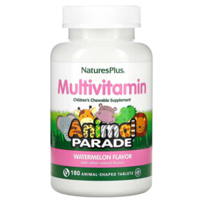 Thuốc bổ NaturesPlus Animal Parade Children's Chewable Supplement Watermelon 180 Animal-Shaped Tablets 097467299931