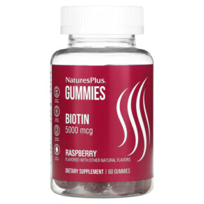 Thuốc bổ NaturesPlus Biotin Gummies Raspberry 5.000 mcg 60 Gummies 097467017948